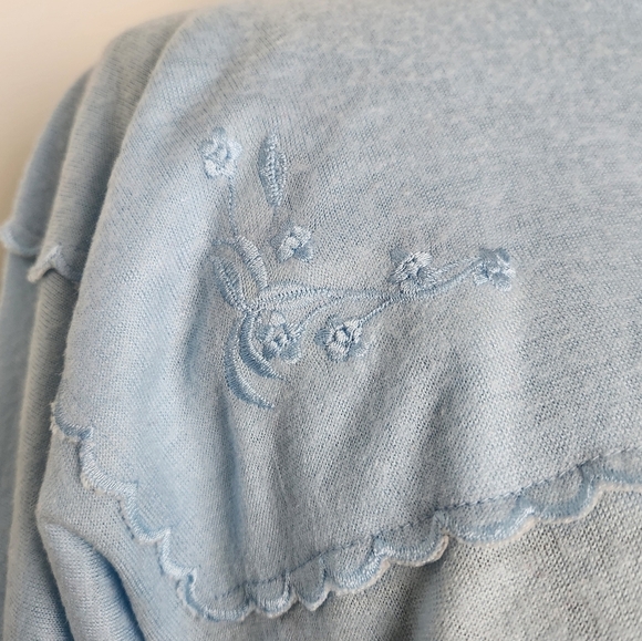 90s Pastel Blue Embroidered Jumper - Picture 8 of 13